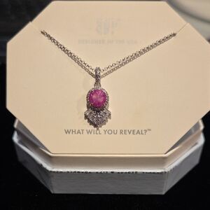 BombParty Elegant Pink and Silver Pendant Necklace